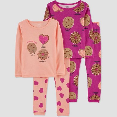 Image of Carter's Just One You® Toddler Girls' 4pc Cookies and Hearts Pajama Set - Pink 2T