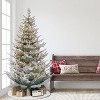 Puleo 7.5' Pre-Lit Flocked Full Hillside Spruce Artificial Christmas Tree Warm White Lights: Indoor Use, Includes Stand - 2 of 3