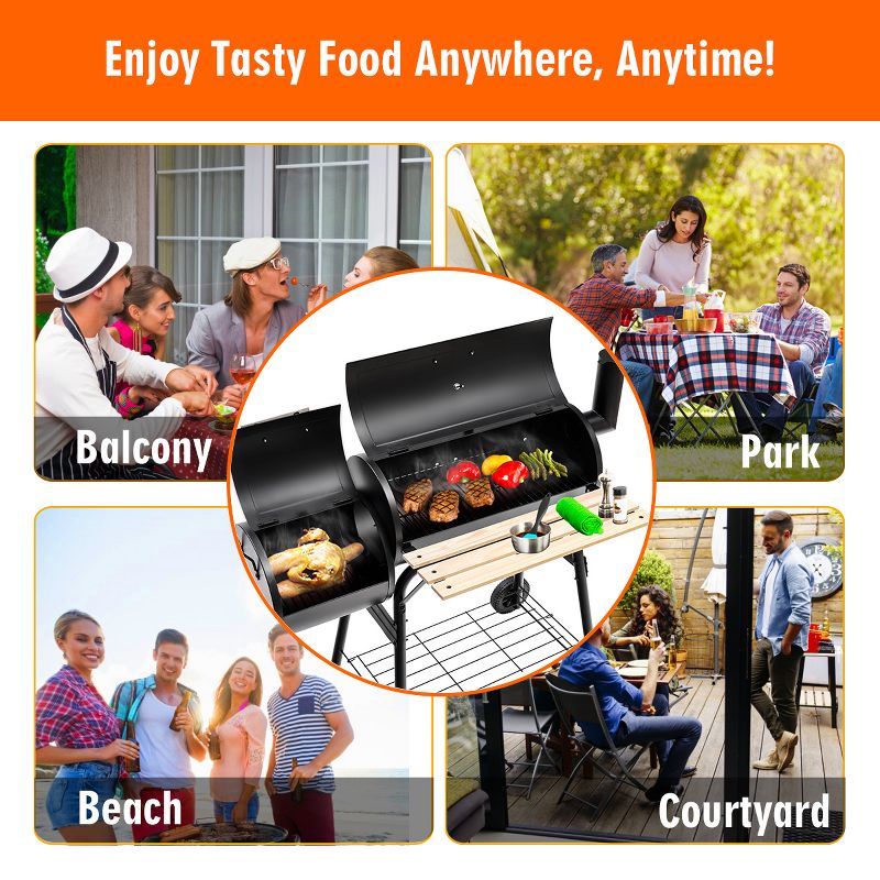 Costway Outdoor BBQ Grill Charcoal Barbecue Pit Patio Backyard Meat Cooker Smoker, 3 of 10