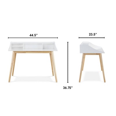 Alton Mid-Century Modern White Writing Desk with Flared Legs