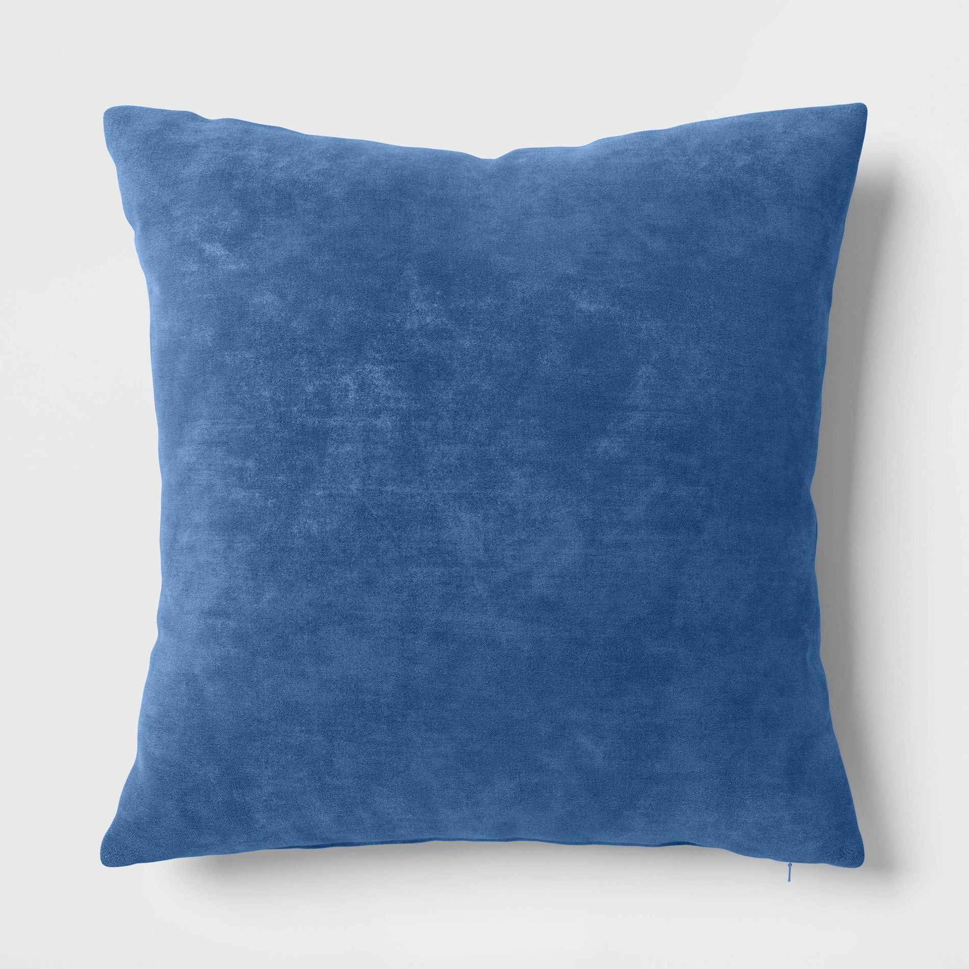 Washed Cotton Velvet Square Throw Pillow Blue - Threshold™: Indoor Use, Removable Cover, Hidden Zipper