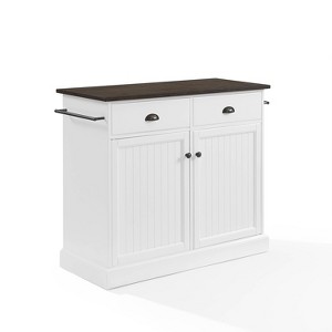 Crosley Shoreline Kitchen Island White/Dark Brown: Adjustable Shelves, Towel Bar, MDF & Veneer Storage Cart - 1 of 4