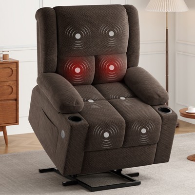 Grungis Power Lift Sofa Chair with USB Ports,Massage and Heat,Adjustable Sofa with Cup Holders,Recliner Single Couch for Elderly People