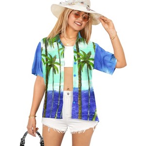 HAPPY BAY Button Down Shirt for Women Casual Summer Beach Party Hawaiian TShirts Short Sleeve Dress Shirts Colorful Blouses for Women - 1 of 4