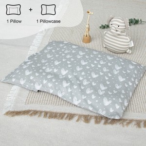 Biloban-Toddler Pillow & Pillowcase, 100% Natural Cotton Pillowcase & Pillow Set, 13"X18" Thin & Small Pillow for Infant - 1 of 4