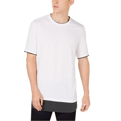 I.N.C International Concepts Mens Colorblocked Basic T-Shirt, White, Large