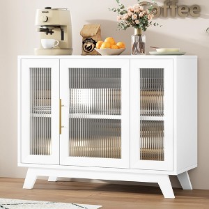 Whizmax Sideboard Buffet Cabinet with Fluted Glass Door, Modern Accent Storage Cabinet with 2-Tier Storage, Coffee Bar Cabinet for Kitchen Dining Room - 1 of 4