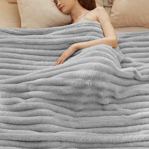 Bedsure Striped Flannel Fleece Blanket for Bed, Super Soft Throw Blanket for Couch, Wider Striped Design - 1 of 4