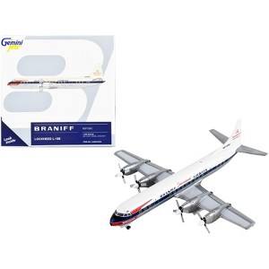 Lockheed L-188 Electra Commercial Aircraft White with Blue Stripes 1/400 Diecast Model Airplane by GeminiJets - 1 of 3