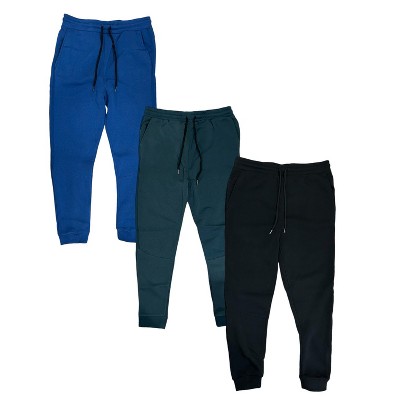 3 Pack Fleece Joggers Super Soft - Blue/Black/Grey