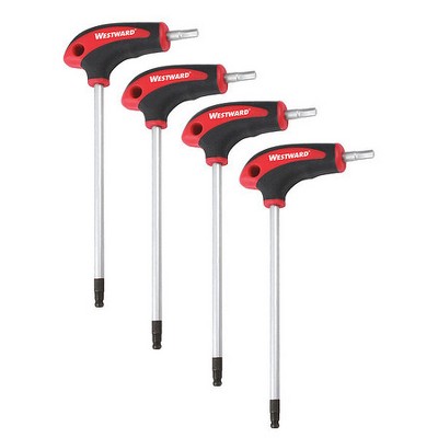 WESTWARD 40WZ12 Metric Plain Ball Hex Key, 4 mm Tip Size, 4 1/4 in Long, 4 1/4
