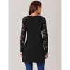 Seta T Women's Lace Sleeve High Low Hem Crewneck Blouse - 4 of 4