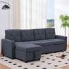 Mjkone 101"Linen 4-Seater Modular L-shaped Sofa with Storage Chaise,Sleeper Sofa Bed with Pull-out Bed - 2 of 4