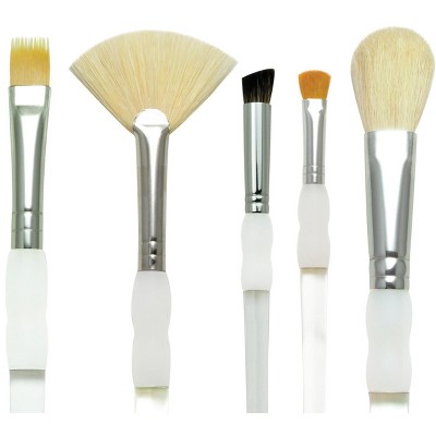 Soft Grip Assorted Golden Taklon Fiber Paint Brush Set, 5 Pieces