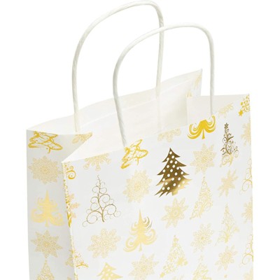 Sparkle and Bash Gold and White Christmas Gift Bags with Tissue Paper