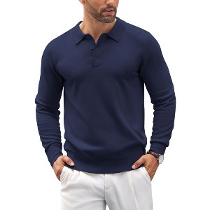 COOFANDY Men's Button Down Classic Knit Polo Golf Shirt - 1 of 4