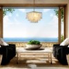 ALOADECOR 3-Light Coastal Natural Capiz Shell Tiered Chandelier With Square Antique Gold Frame - 2 of 4
