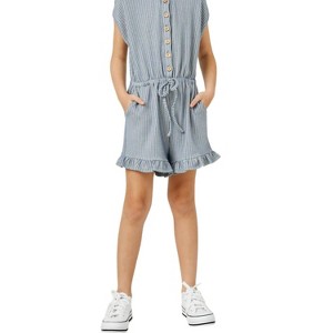 Girl's Buttoned Stripe Knit Romper - Hayden LA - 1 of 3