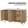 47.2-Inch Wide 4 Decorated Doors Fluted Sideboard Buffet Cabinet with Adjustable Shelf, Solid Wood Feet for Kitchen, Dining Room, Hallway - 3 of 4