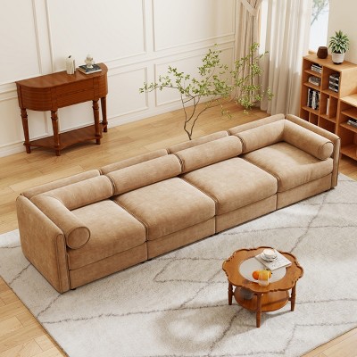 Modern Modular Sectional Sofa with  Storage 4 Seater Chenille Sofa Couch with Contemporary Cylindrica Arm for Living Room-Tanpinhause