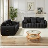 3-Seater + 3-Seater Teddy Fabric Sofa Set with Wooden Frame and Thick Cushions, 6 Removable Pillows - 3 of 4