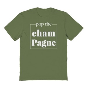 Rerun Island Men's Pop The Champagne Short Sleeve Graphic Cotton T-Shirt - 1 of 1