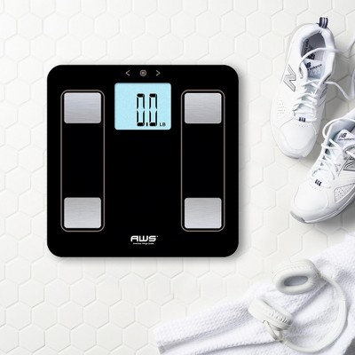 Black Digital Body Analysis Bathroom Scale with Stainless Steel Sensors