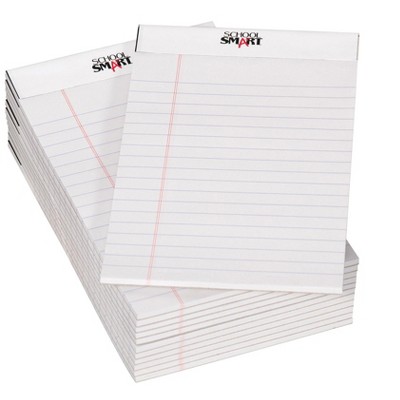 School Smart Junior Legal Pads, 5 x 8 Inches, 50 Sheets Each, White, Pack of 12