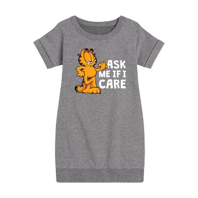 Girls' - Garfield - Ask Me If I Care Graphic Short Sleeve Fleece Dress