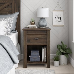 GDFStudio Elvric Rustic Wooden Nightstand with 1 Drawer and Lower Shelf - 1 of 4