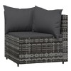 VidaXL 3 Piece Patio Lounge Set with Cushions Gray Poly Rattan - 4 of 4
