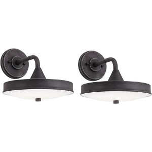 Possini Euro Design Danielle 9" High Modern Outdoor Wall Light Fixture Mount Porch House Exterior Outside Set of 2 LED Bulb Weatherproof Iron Black - 1 of 4