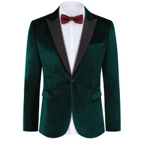 Coolmee Men's Velvet Tuxedo One Button Jacket Dinner Prom Wedding Blazer Jacket - 1 of 4