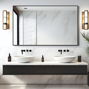 Wooakway Metal Bathroom/Vanity Mirror Modern Accent Mirror for Living Room Bathroom Bedroom Entryway Black/Gold/Silver - 1 of 4
