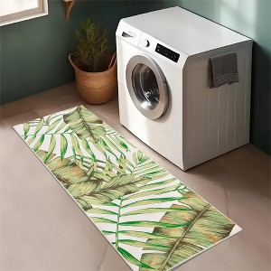 Modern Tropical Leaf Area Rug Soft Washable Rug Low Pile Non Slip Floor Carpet - 1 of 4