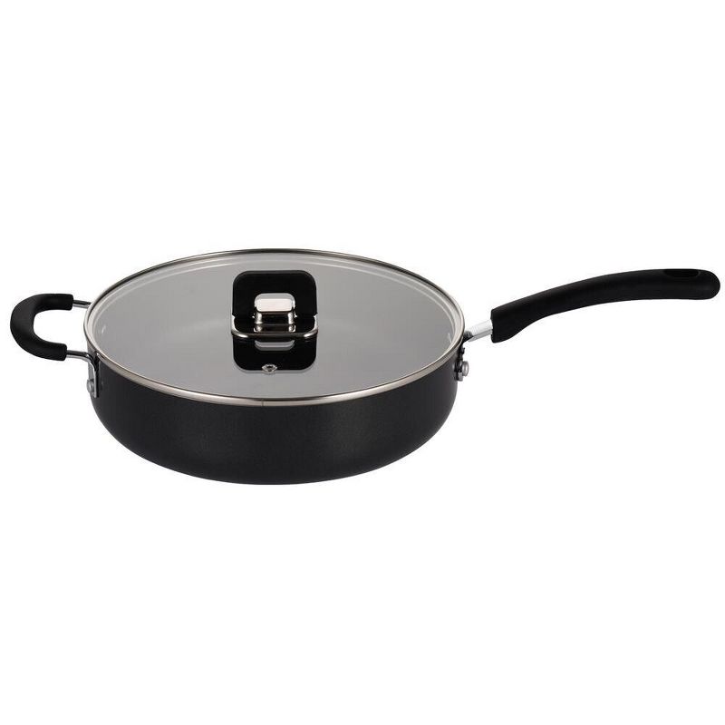 NutriChef Saute Pan W/ Lid-Non-Stick Stylish Kitchen Cookware W/ Foldable Knob, 3.7 Quart (Black), 1 of 2