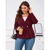 Plus Size Women's V-Neck 3/4 Sleeve Blazer Two-Button Tailed Cardigan - 2 of 4