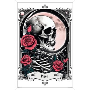 Trends International Tabz Jones - Skull and Roses Tarot Moon Framed Wall Poster Prints - 1 of 4