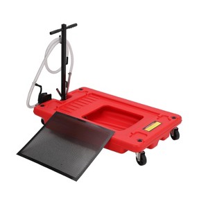 Low Profile Oil Drain Pan, 18 Gallon Oil Change Tank with Manual Pump & Wheels for Trucks, SUVs, RVs - 1 of 4
