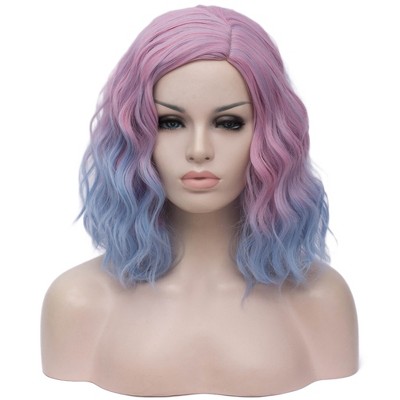 Unique Bargains Women Curly Shoulder Length Human Hair Wigs 14" with Wig Cap