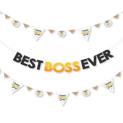 Big Dot of Happiness Happy Boss’s Day - Best Boss Ever Letter Banner Decoration - 36 Banner Cutouts and Best Boss Ever Banner Letters