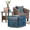 WyndenHall Rubin Square Pouf Teal: Modern Upholstered Faux Leather Bench, No Assembly, 250lb Capacity - 2 of 4