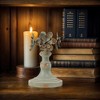 Metal Floral Decoration Candle Holder, Rustic Distressed Blue Finish, Elegant Home Decor, Small Size, 1pc - 2 of 4