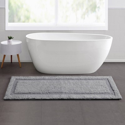 Off White 20 in. x 48 in. Polyester Microfiber Bath Mat Runner Rug