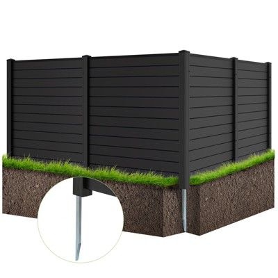 Tangkula 2PCS air conditioner fences  outdoor privacy fences  outside privacy screens trash can enclosures  pool equipment enclosures PVC privacy fences with metal ground stakes