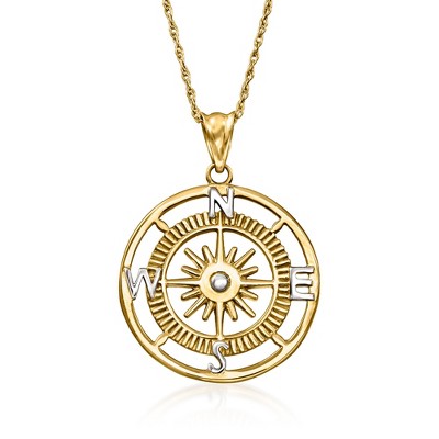 Ross-Simons 14kt Yellow Gold Compass Pendant Necklace
