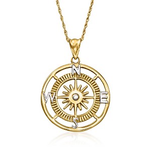 Ross-Simons 14kt Yellow Gold Compass Pendant Necklace - 1 of 4