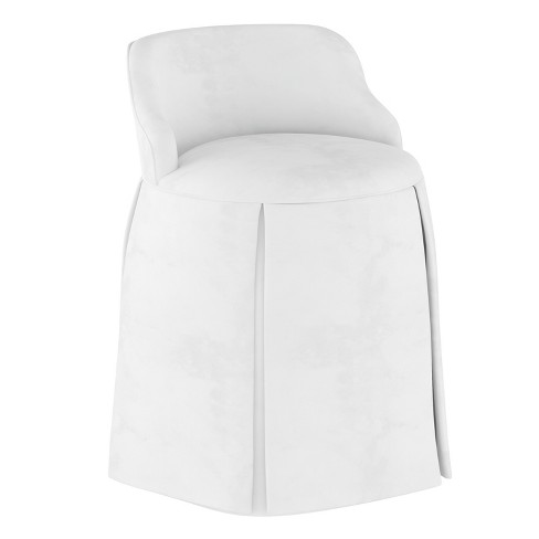 Vanity Chair Velvet White Simply, Skirted Vanity Chair