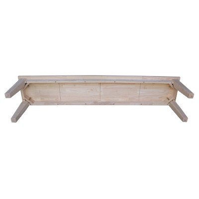 72" White Wood Shaker Style Bench with Tapered Legs