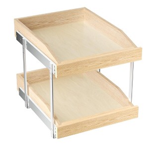 LOVMOR 2 Tier Soft Close Pull Slide Out Cabinet Organizer, Wooden Cabinet Drawer Organizer with U Bracket - 1 of 4